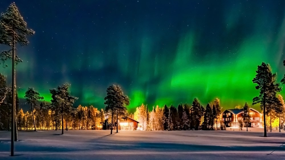 Het noorderlicht aan de hemel in Scandinavië.